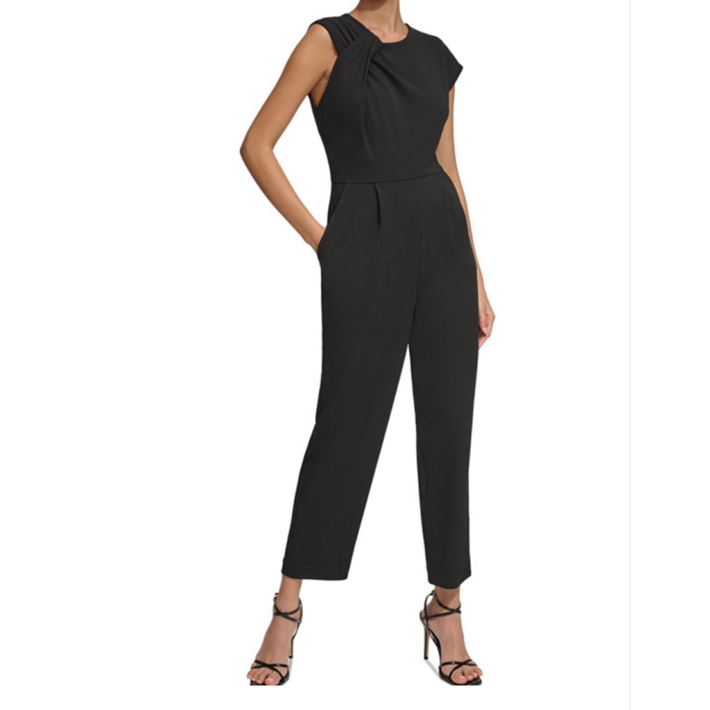 Calvin Klein Asymmetric Jumpsuit Size 6 Black Nwt